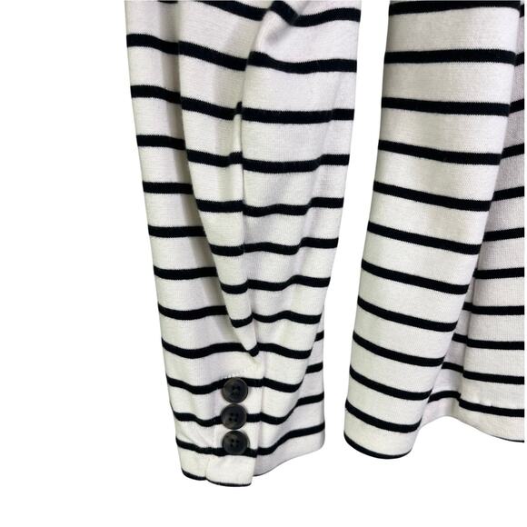 Old Navy Blazer Womens Large Cream/Black Striped Pocket Front Long Sleeve - Picture 5 of 8